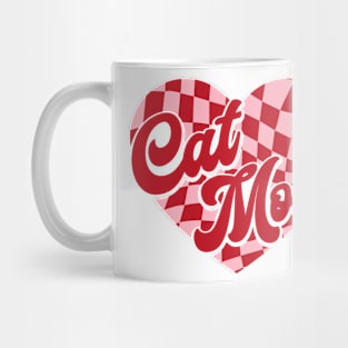 Valentine Cat Mom Checkered Heart Valentine's Day Mug